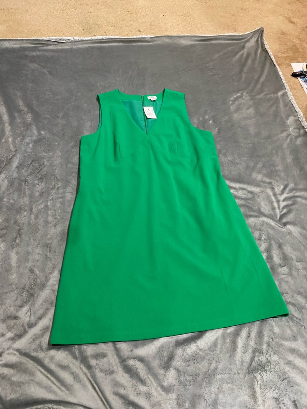 J. Crew Factory Kelly Green Sleeveless V-Neck A-Line Mini Dress